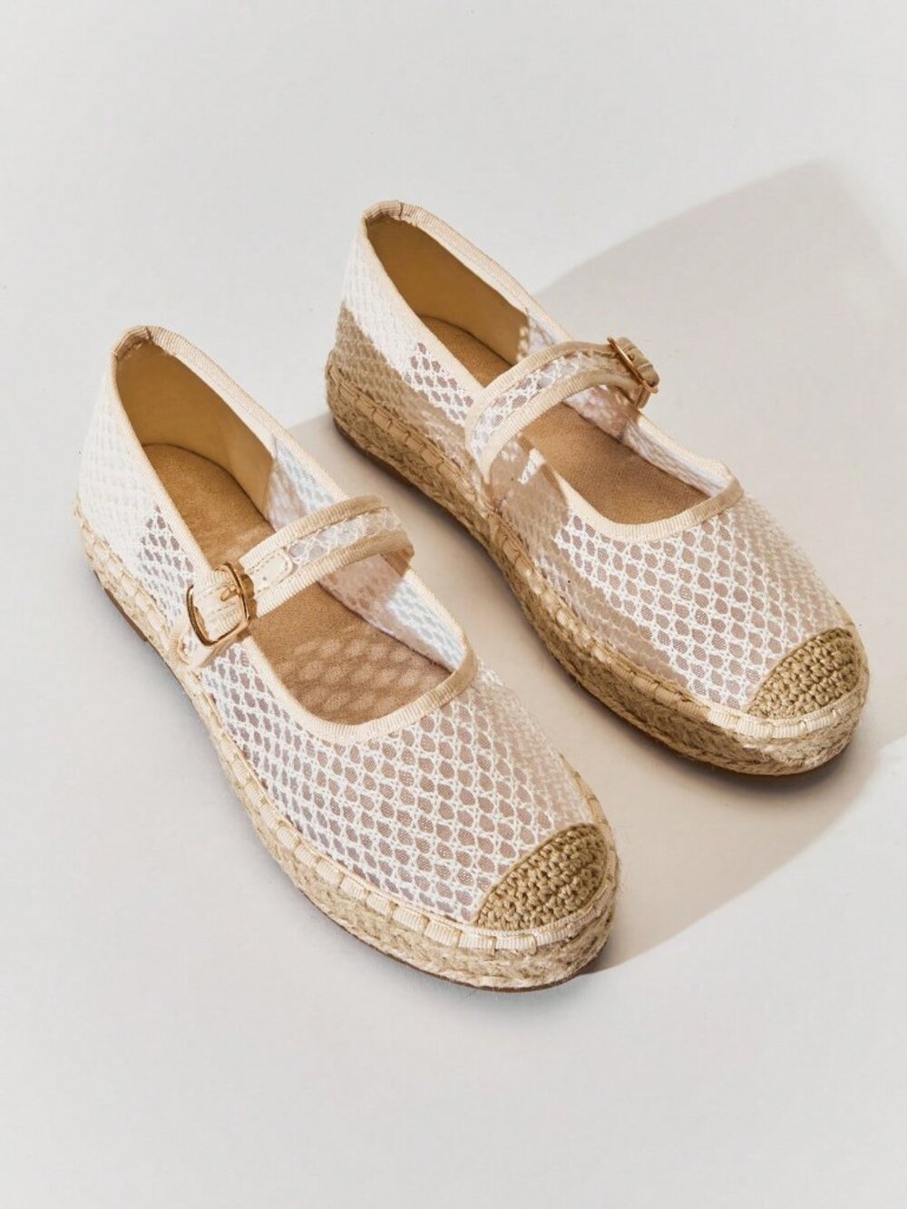Elegant Women's Mesh Round Toe Mary Jane Espadrilles - Picture 7 of 7
